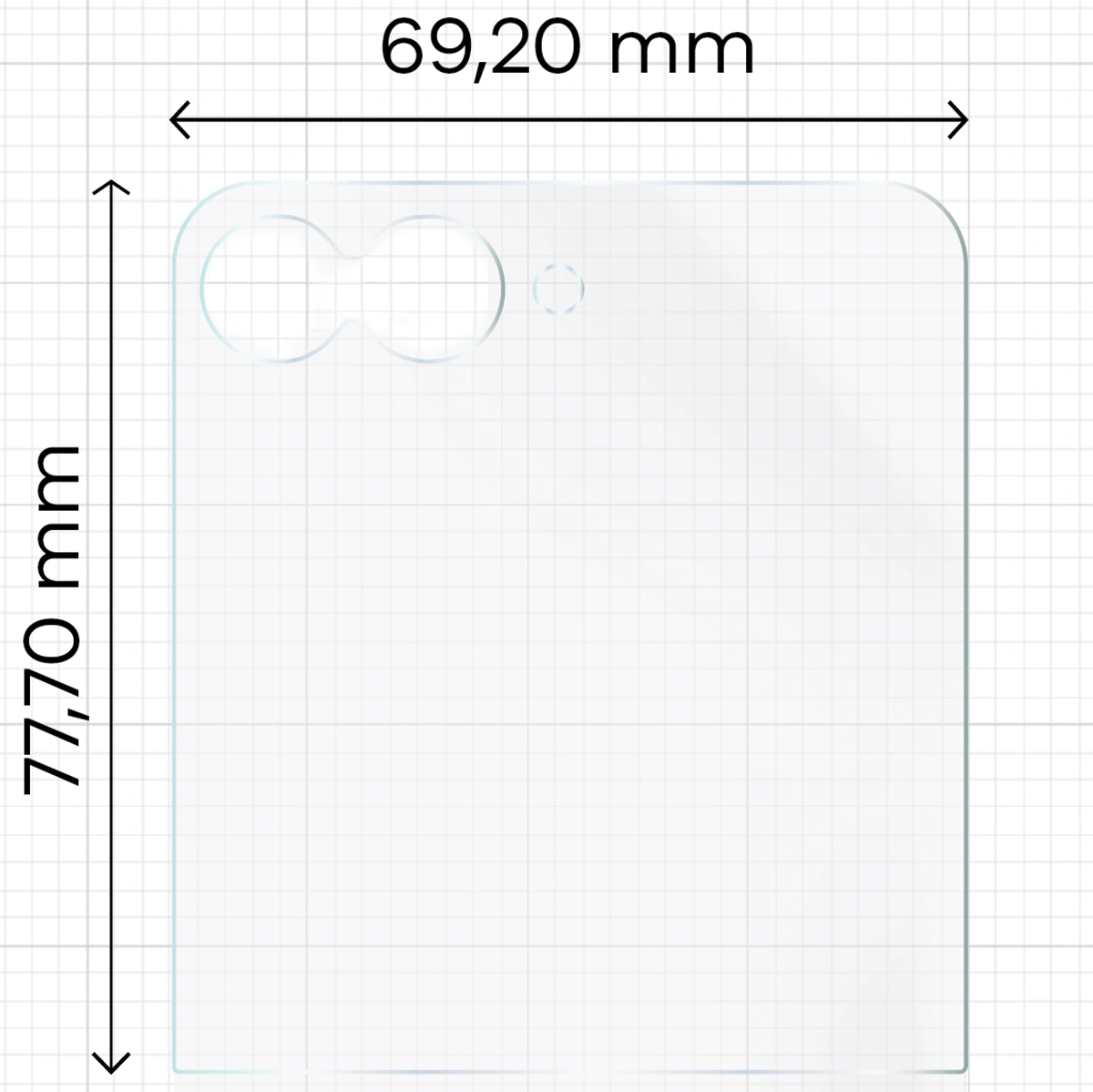 Miarka z wymiarami folii matowej Bizon Glass Film Sun Duo do Samsung Galaxy Z Flip7 FE