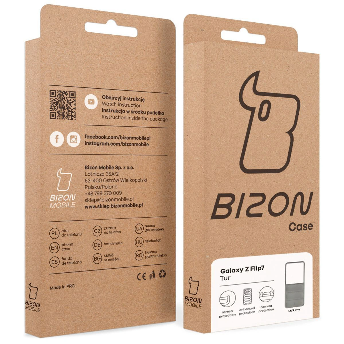 Kraftpapierbox Bizon Case mit spezieller Etikette für Galaxy Z Flip7