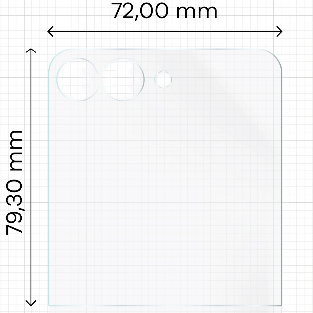 Miarka z wymiarami folii matowej Bizon Glass Film Sun Duo do Samsung Galaxy Z Flip7