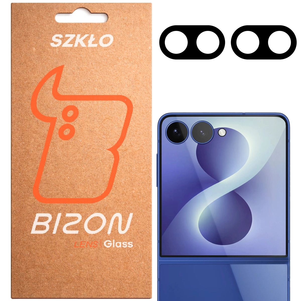 Pudełko i 2 sztuki szkła na aparat Bizon Glass Lens do Samsung Galaxy Z Flip8i