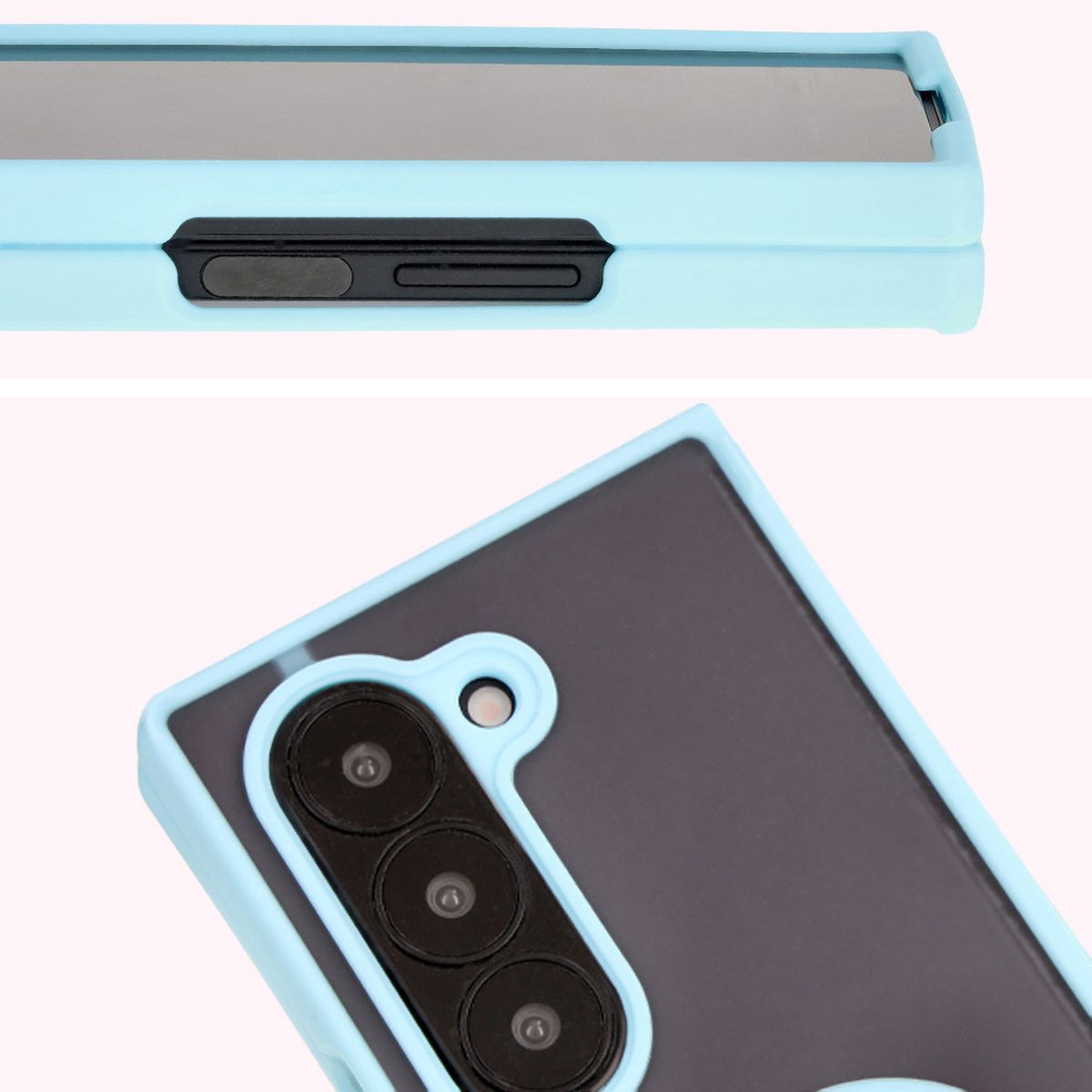 Close-up of raised edges around the display and camera island in Bizon Hybrid Ring case