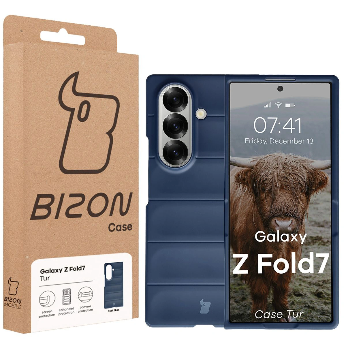 Front of the Bison Case box with a dedicated label for the Galaxy Z Fold7