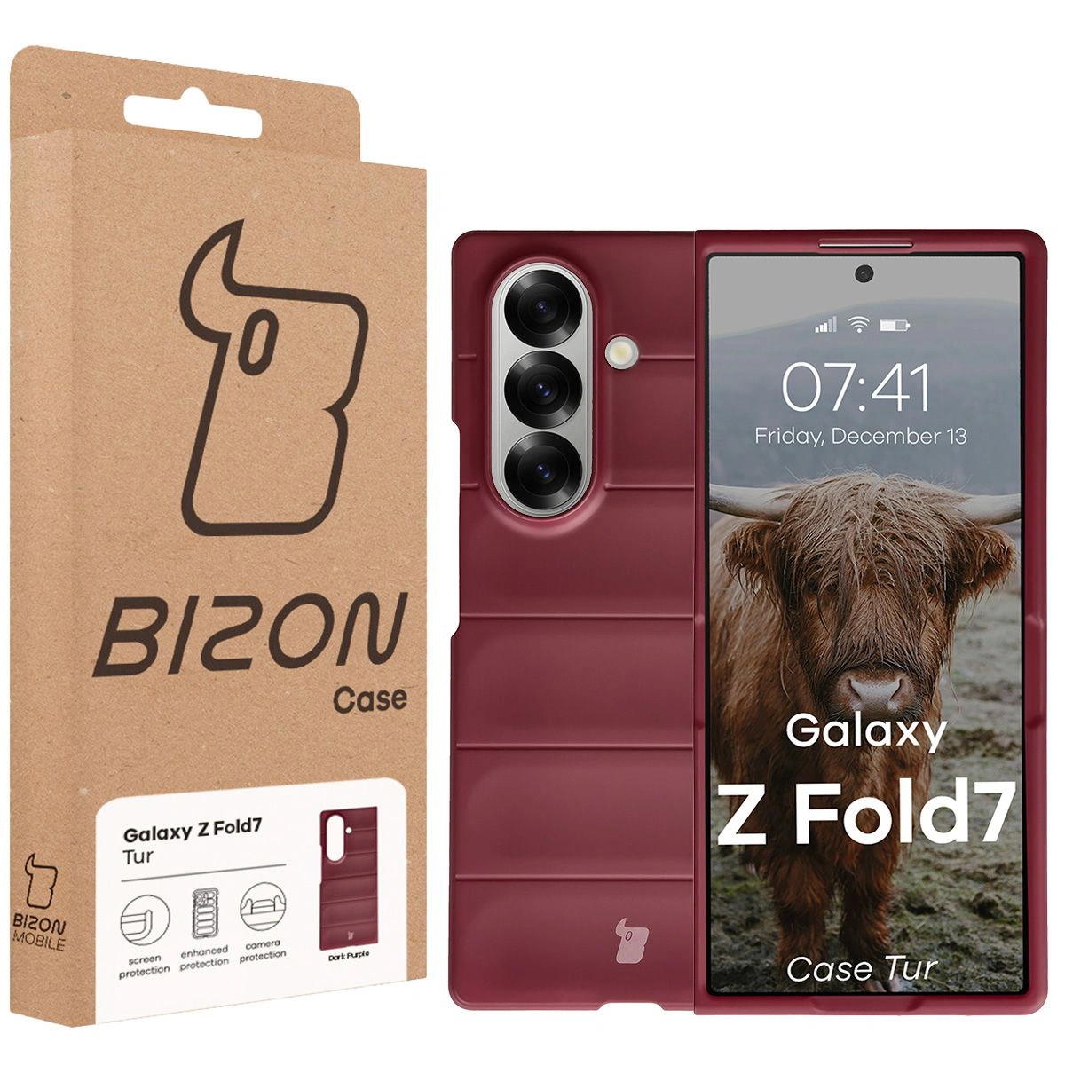 Front of the Bison Case box with a dedicated label for Galaxy Z Fold7