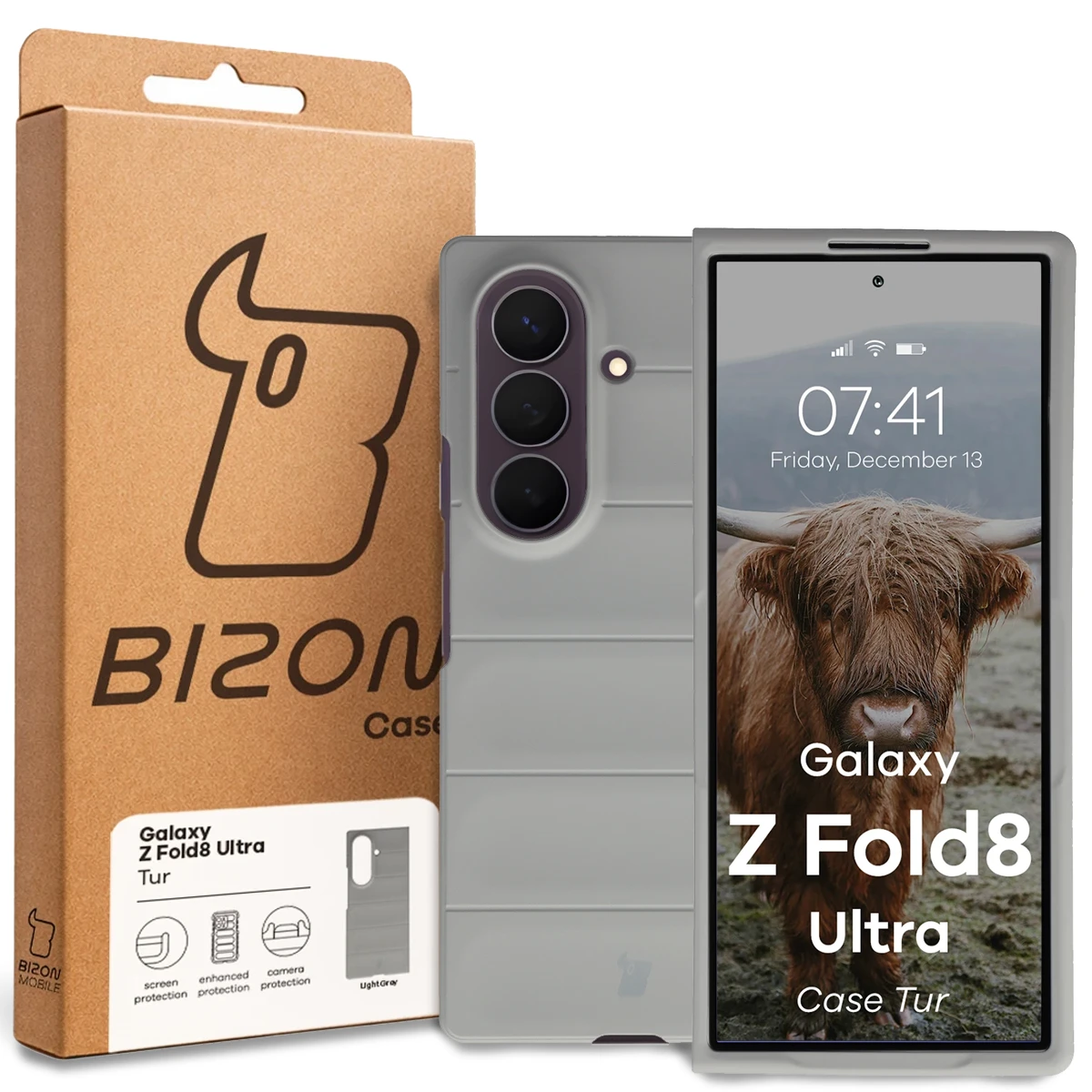 Front of the Bizon Case box with a dedicated label for Galaxy Z Fold8 Ultra