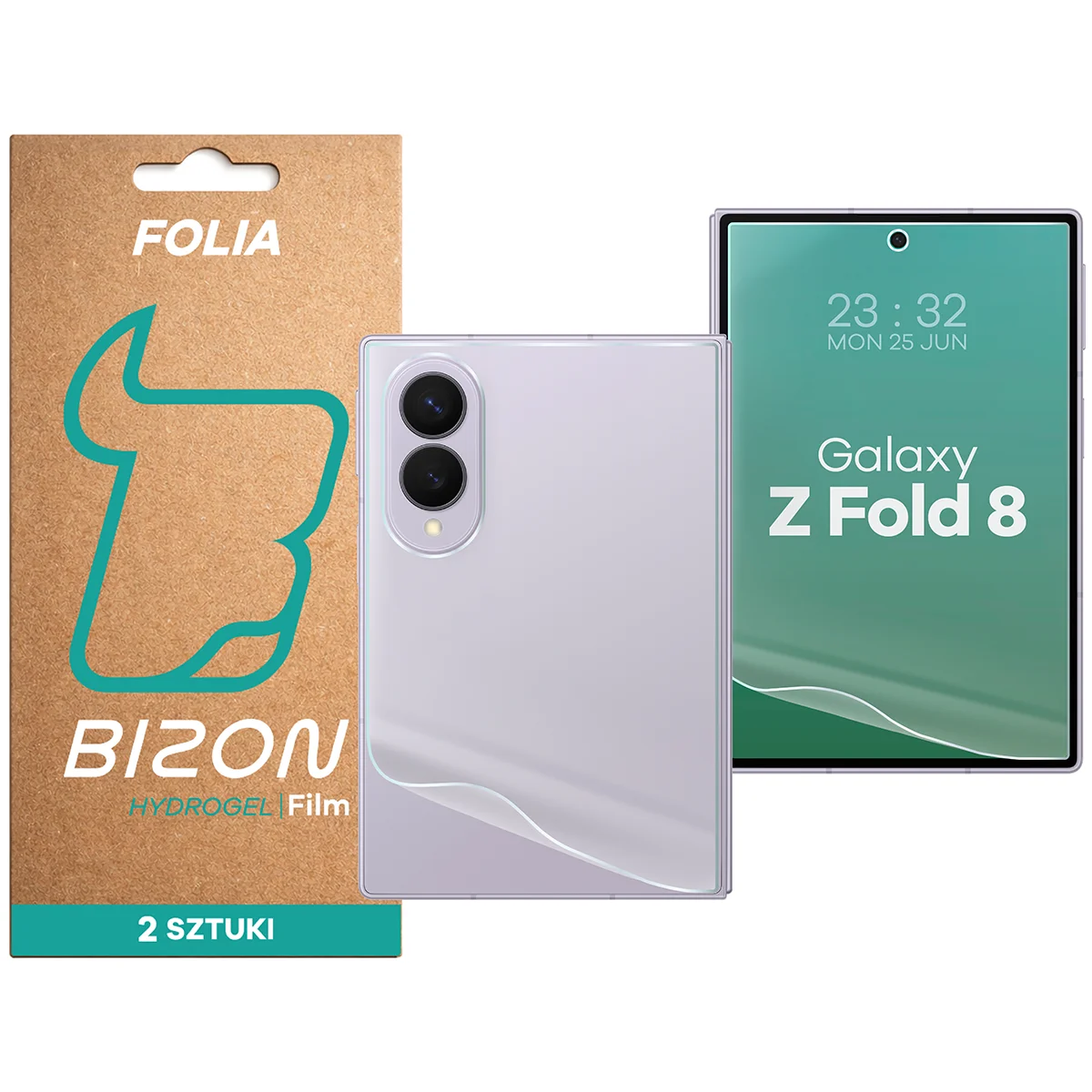 Zestaw folii hydrożelowych na plecki i wyświetlacz telefonu Bizon Film Hydrogel Pack do Samsung Galaxy Z Fold8, 2 sztuki