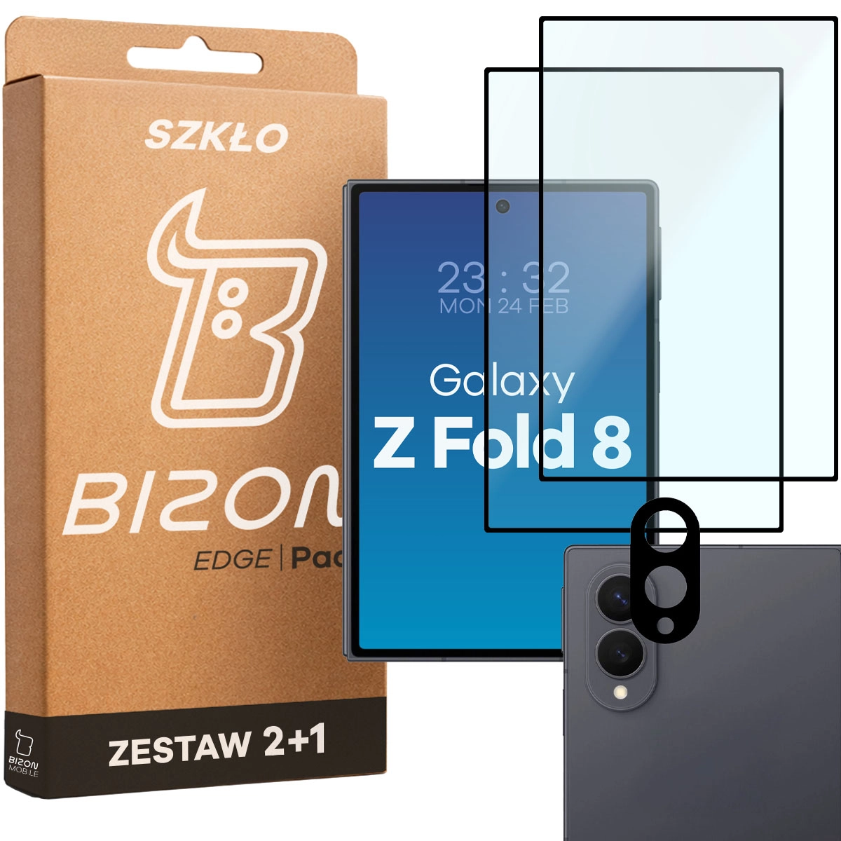 Box and glass set for Samsung Galaxy Z Fold8: 2x tempered glass and lens