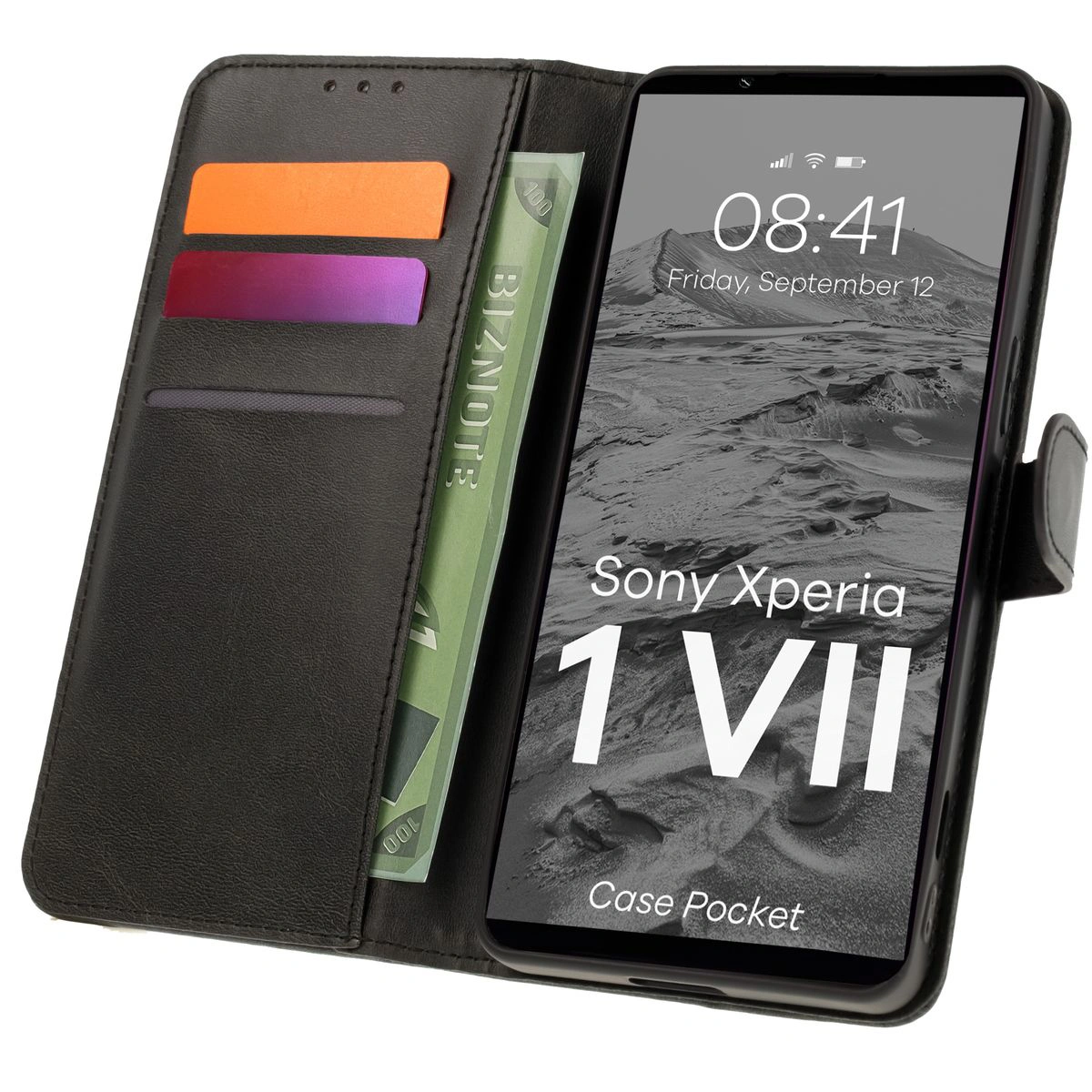 Flip case with card slots Bison Case Pocket for Sony Xperia 1 VII