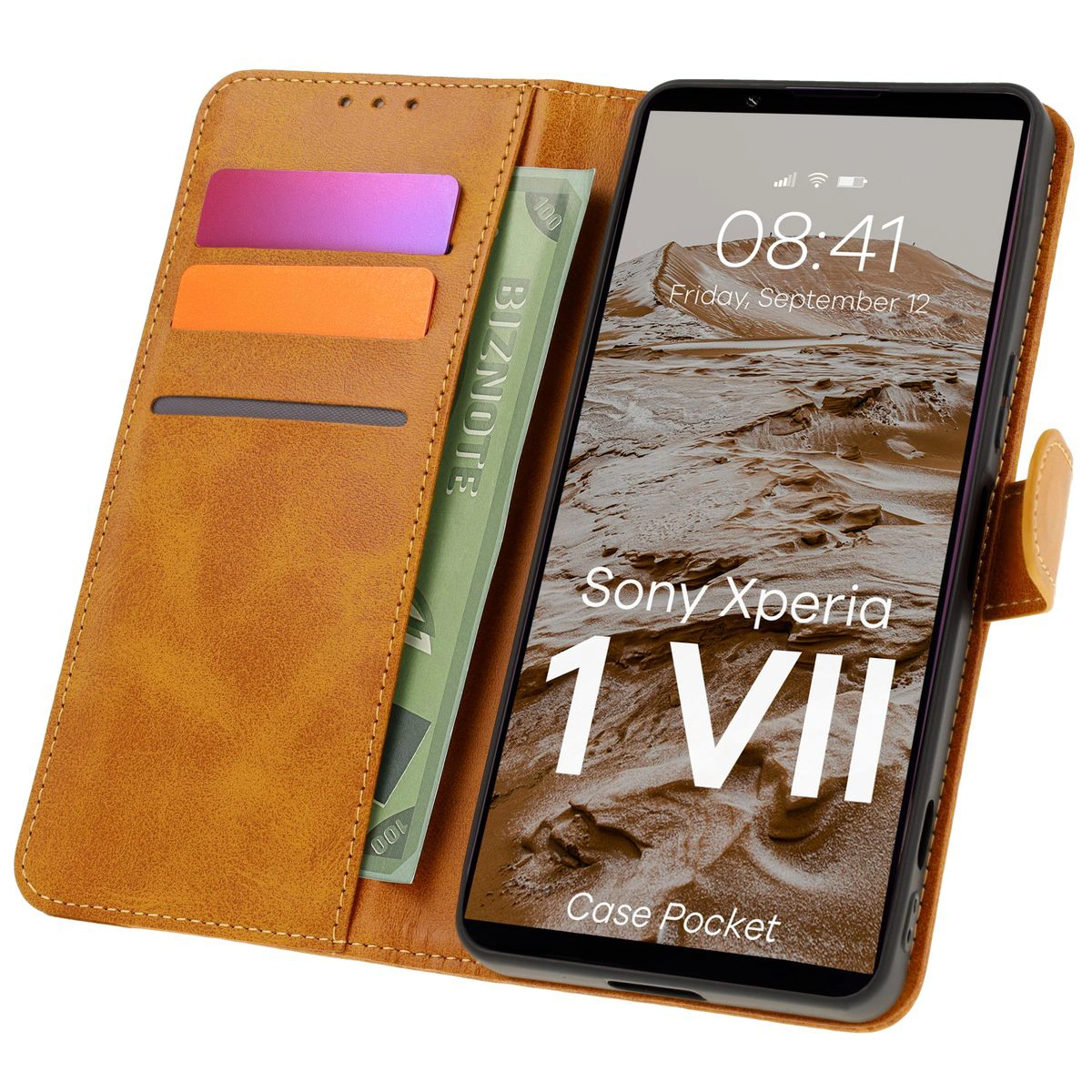 Flap case with card slots Bison Case Pocket for Sony Xperia 1 VII
