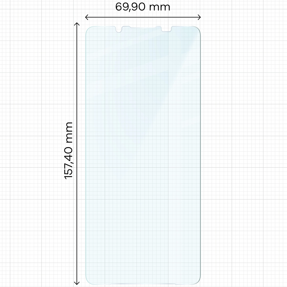 Miarka z wymiarami szkła hartowanego Bizon Glass Clear 2 do Sony Xperia 1 VII