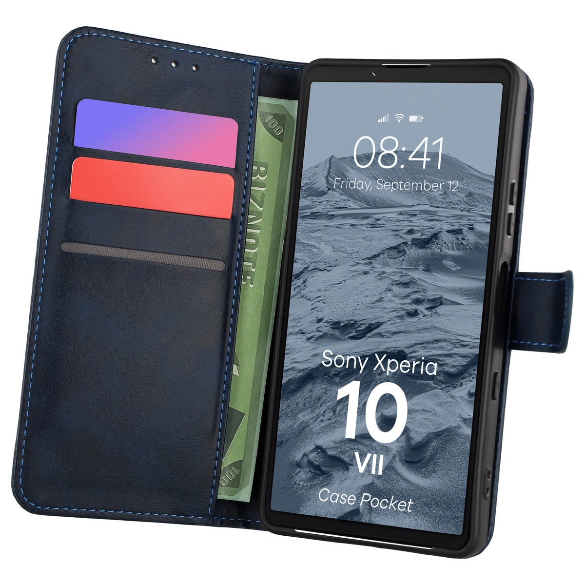 Flip case with card slots Bison Case Pocket for Sony Xperia 10 VII