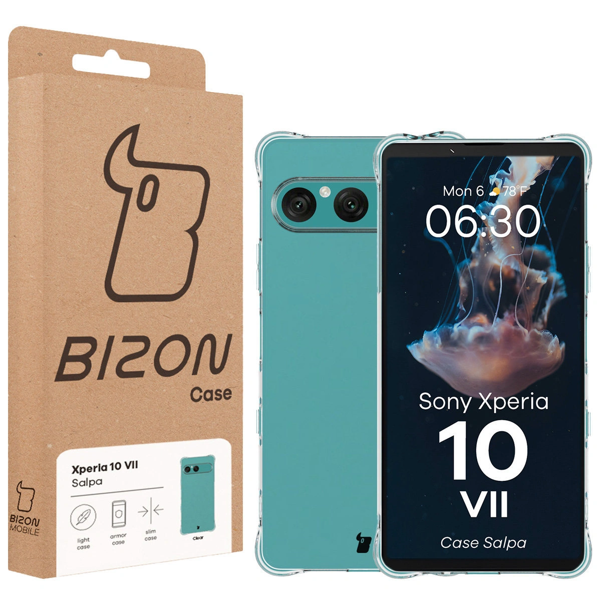 Front of the Bison Case box with dedicated label for Sony Xperia 10 VII