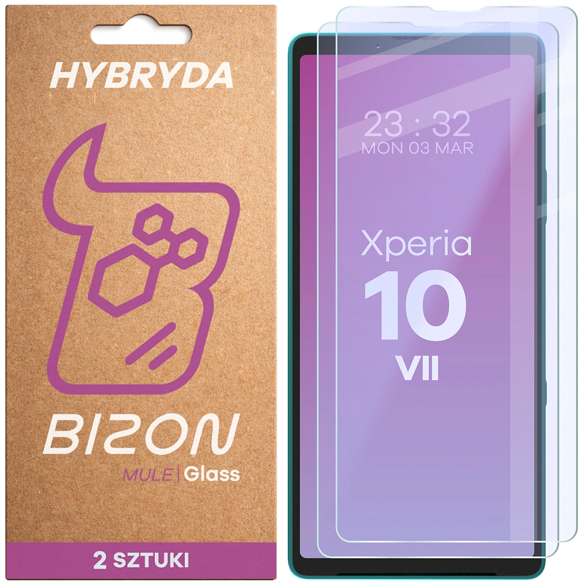 Elastyczne szkło hybrydowe Bizon Glass Mule Duo do Sony Xperia 10 VII, 2 sztuki