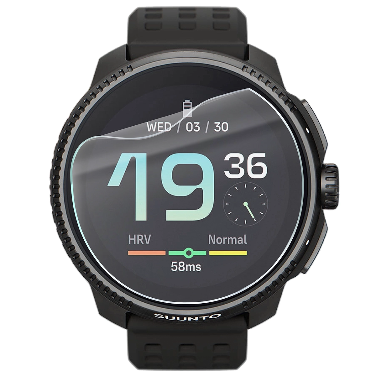 Bizon Watch Film HydroFlex for Suunto Race on the watch