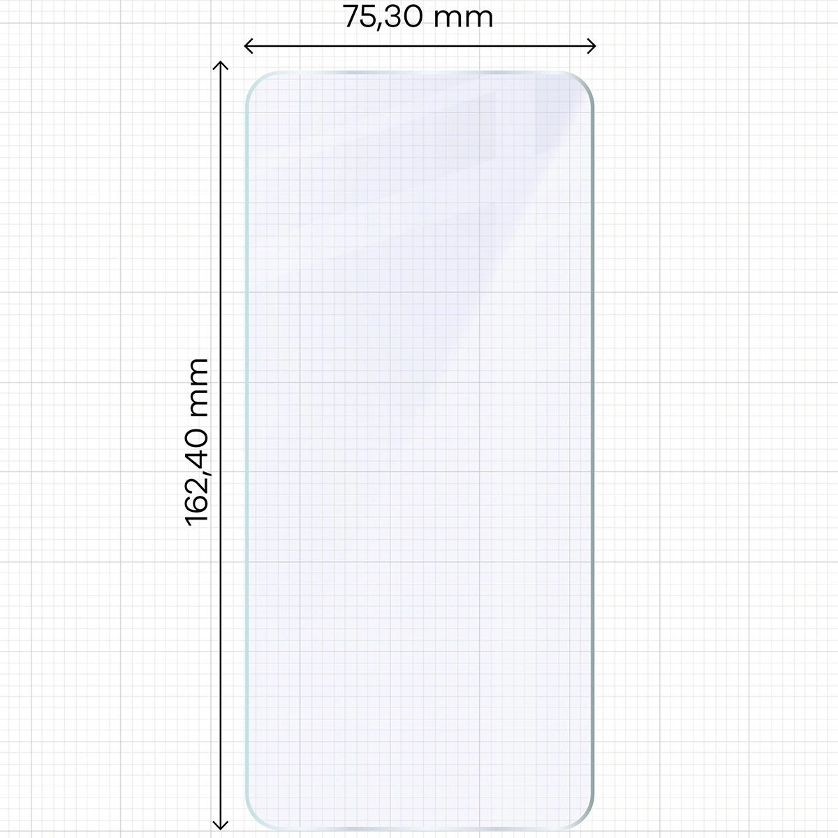 Miarka z wymiarami szkła hybrydowego Bizon Glass Mule Duo do T Phone 3 Pro