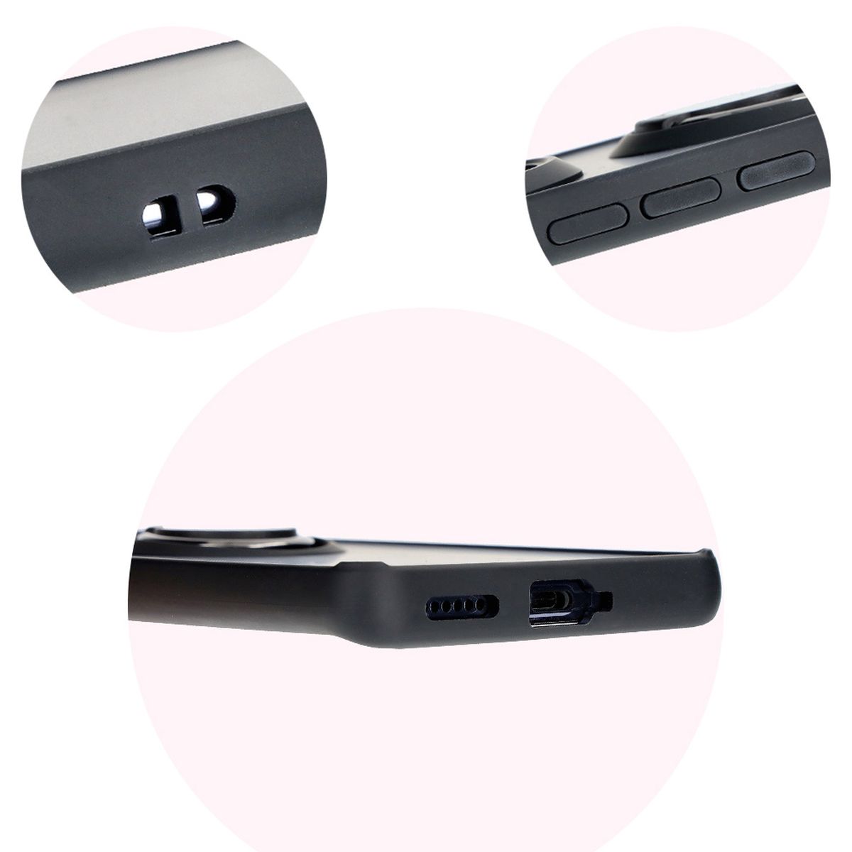 Precise cutouts, integrated covers, and cutout for a strap in Bizon Case Hybrid Ring