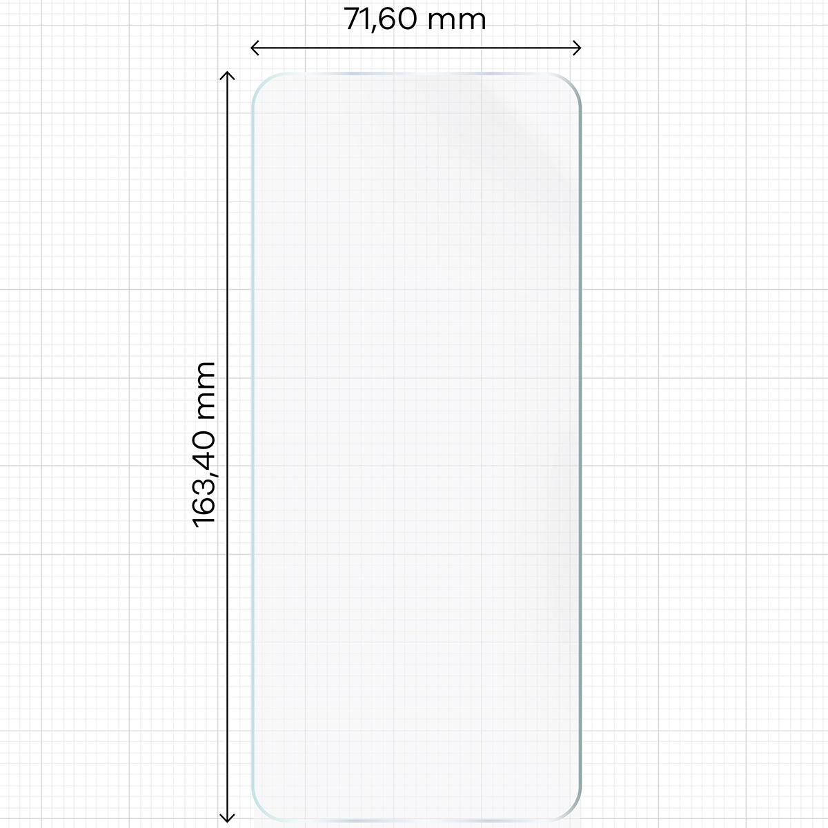 Miarka z wymiarami folii hydrożelowej Bizon Glass Hydrogel Front do Tecno Spark 20 Pro