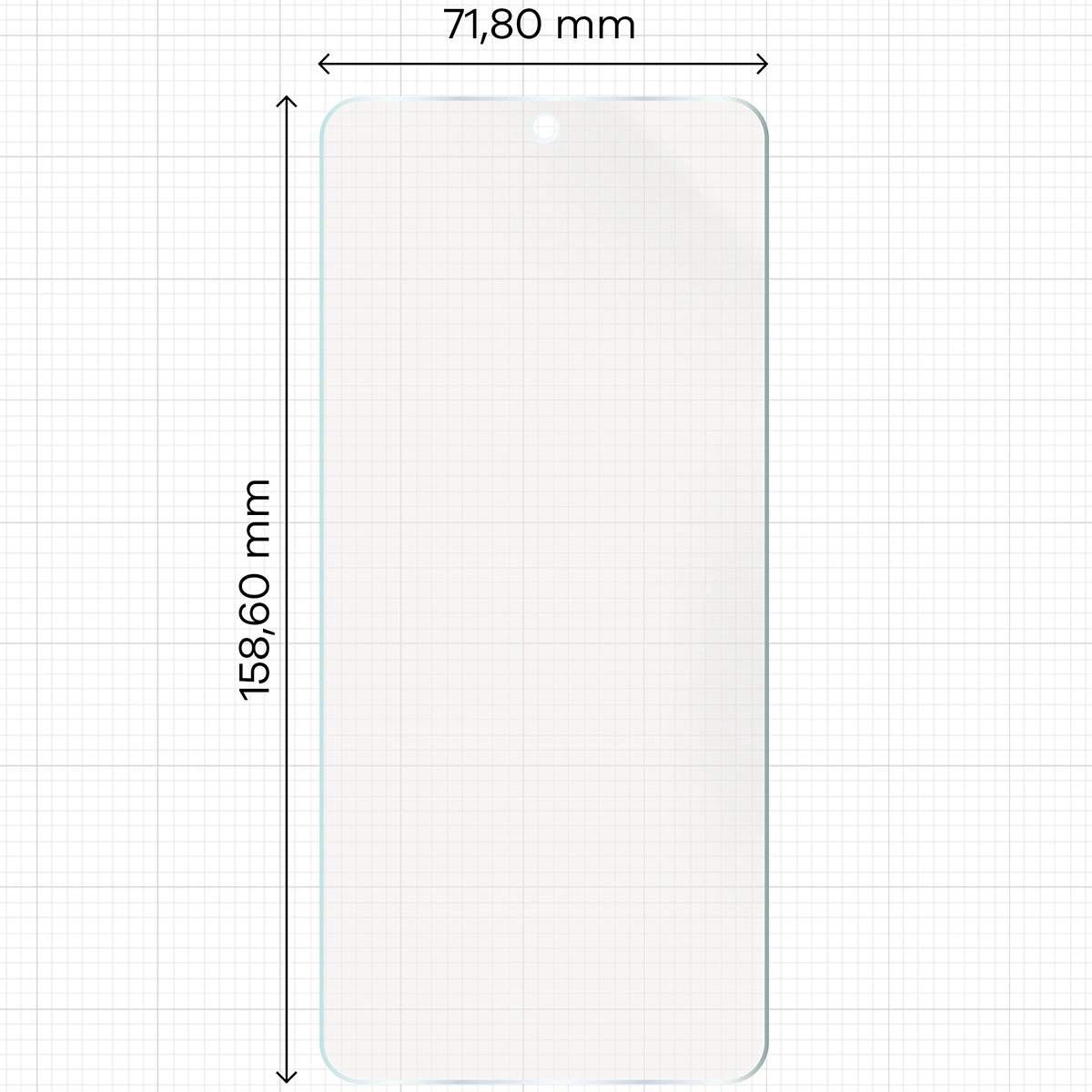 Miarka z wymiarami folii matowej Bizon Glass Film Sun do Vivo V50 Lite 5G
