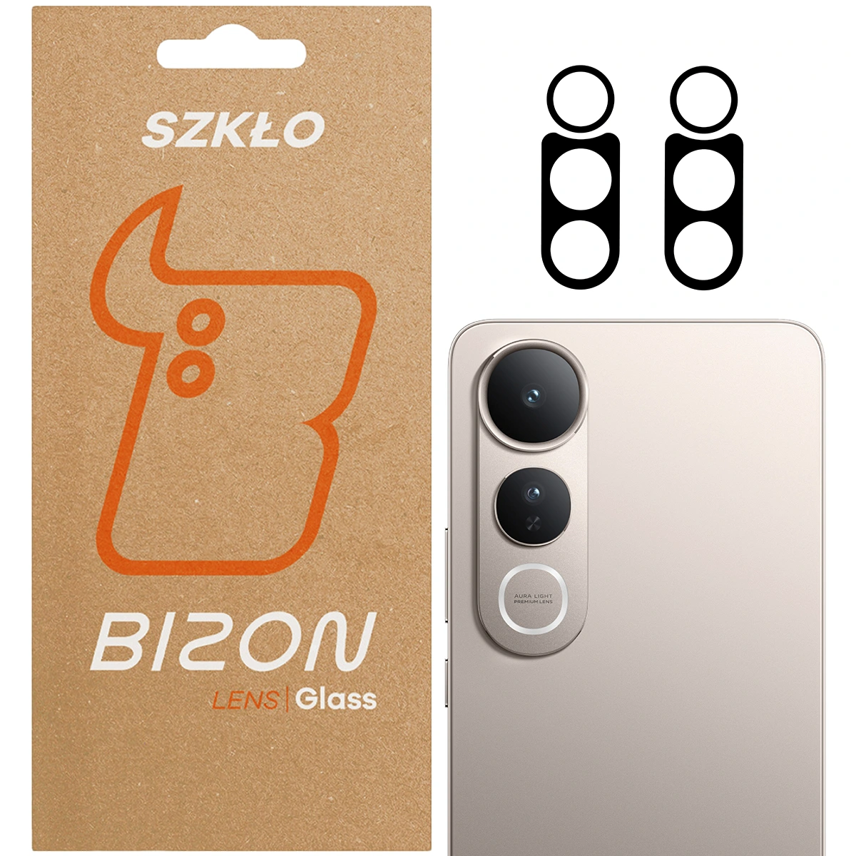 Box and 2 pieces of Bizon Glass Lens for Vivo V50 Lite 4G / Vivo V50 Lite 5G