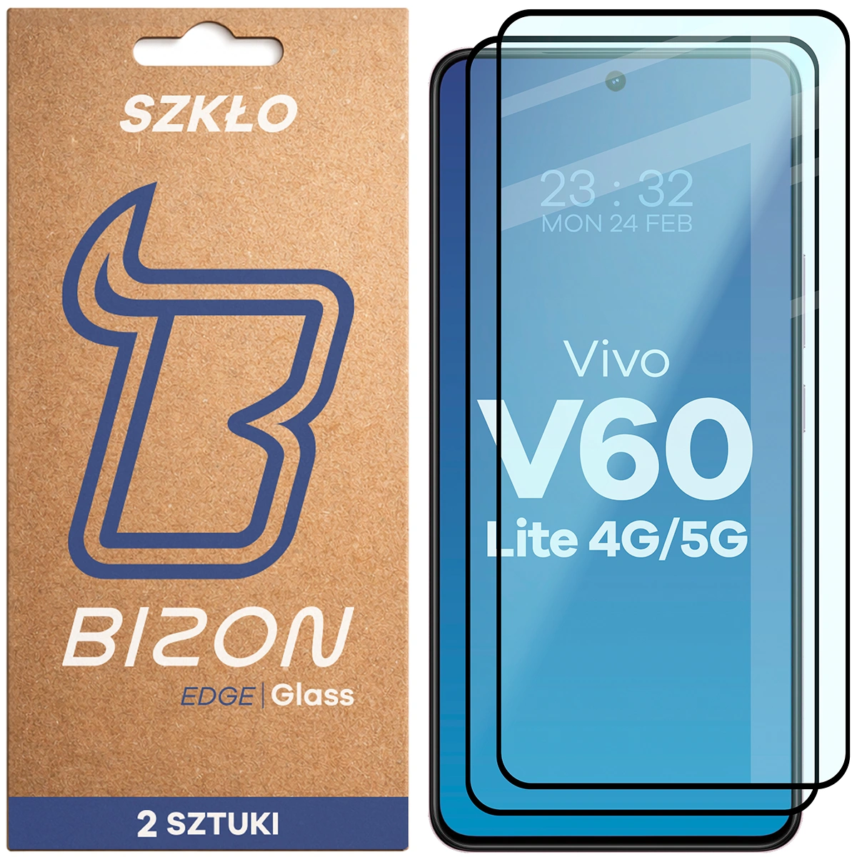 Szkło hartowane na cały ekran Bizon Glass Edge Duo dla Vivo V60 Lite 5G
