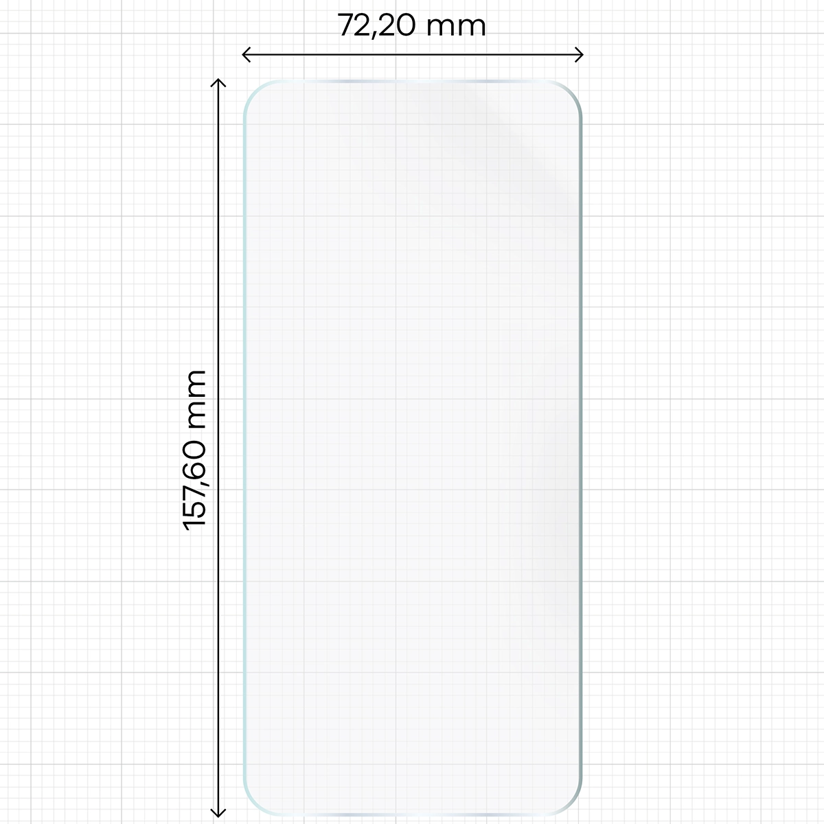 Miarka z wymiarami folii hydrożelowej Bizon Glass Hydrogel Front do Vivo V60 Lite 5G