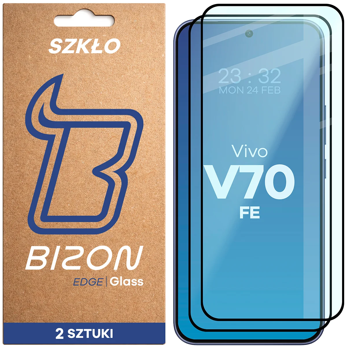 Szkło hartowane na cały ekran Bizon Glass Edge Duo dla Vivo V70 FE 5G
