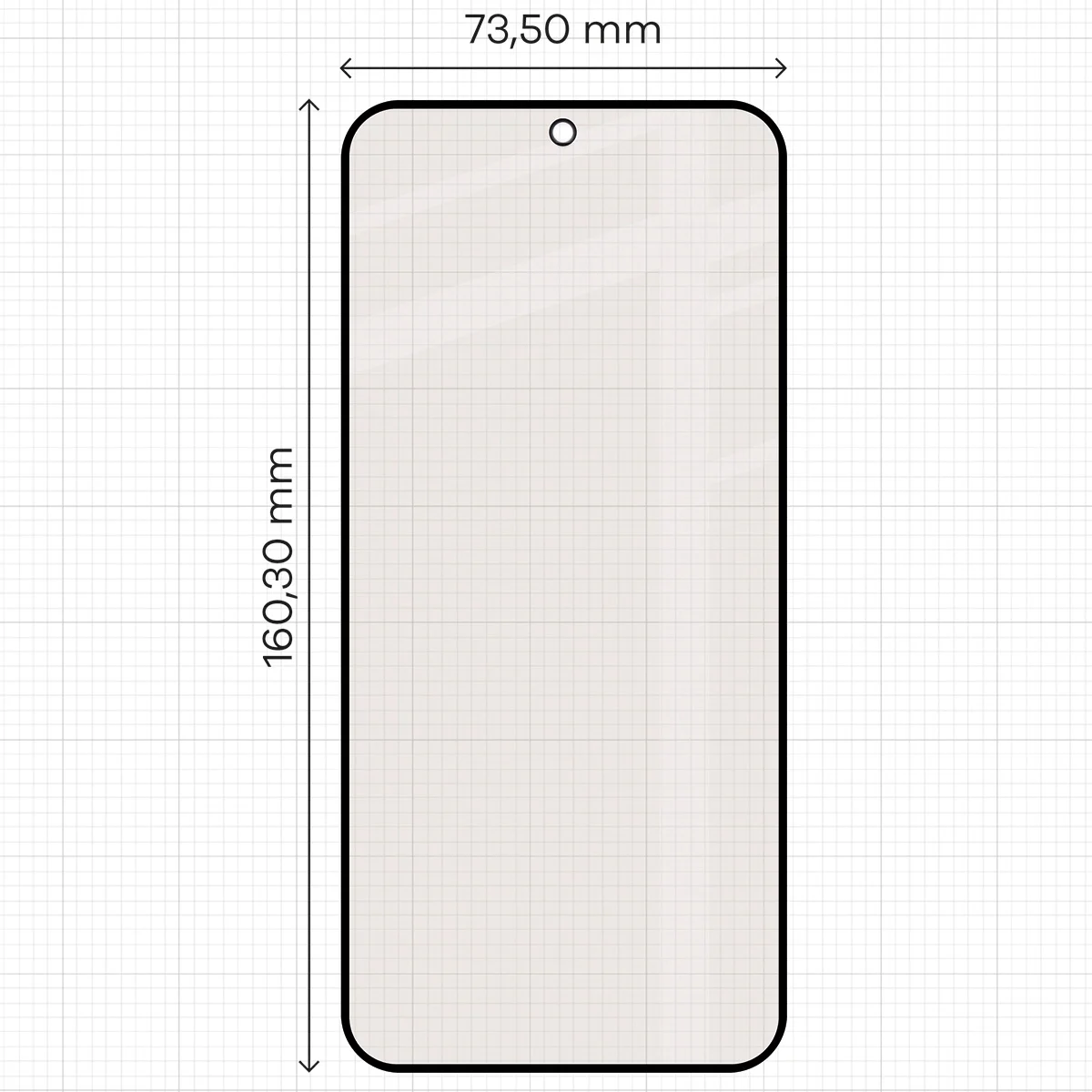 Mérőszalag a matt üveg méreteivel a Bizon Glass Matte Duo a Vivo V70 FE 5G-hez