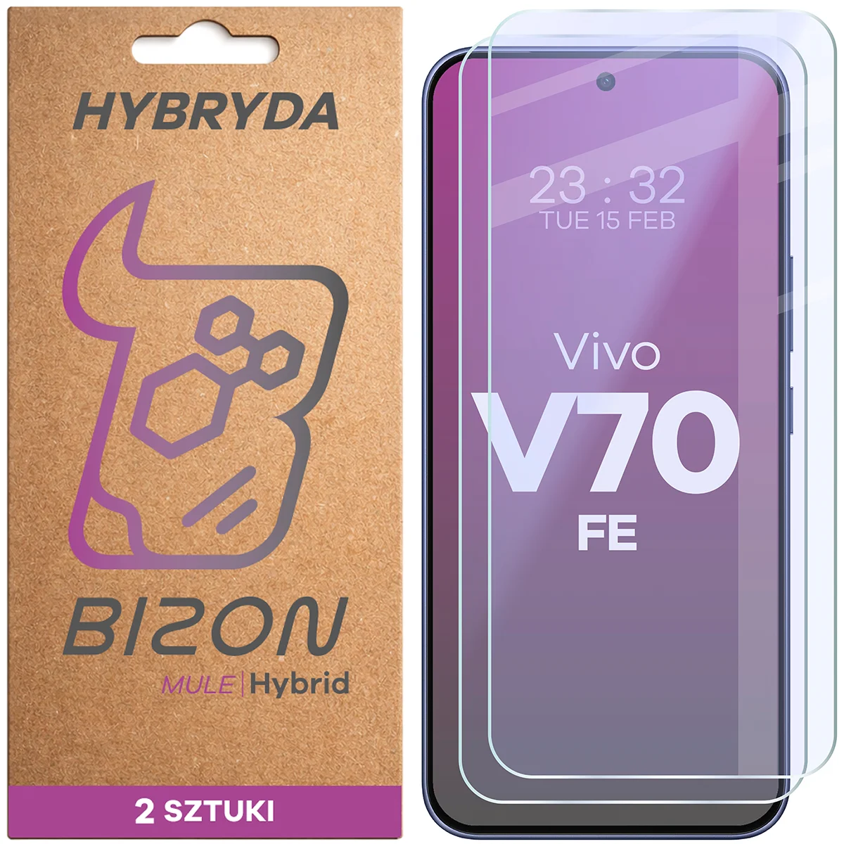 Flexible hybrid glass Bizon Hybrid Mule Duo for Vivo V70 FE 5G, 2 pieces