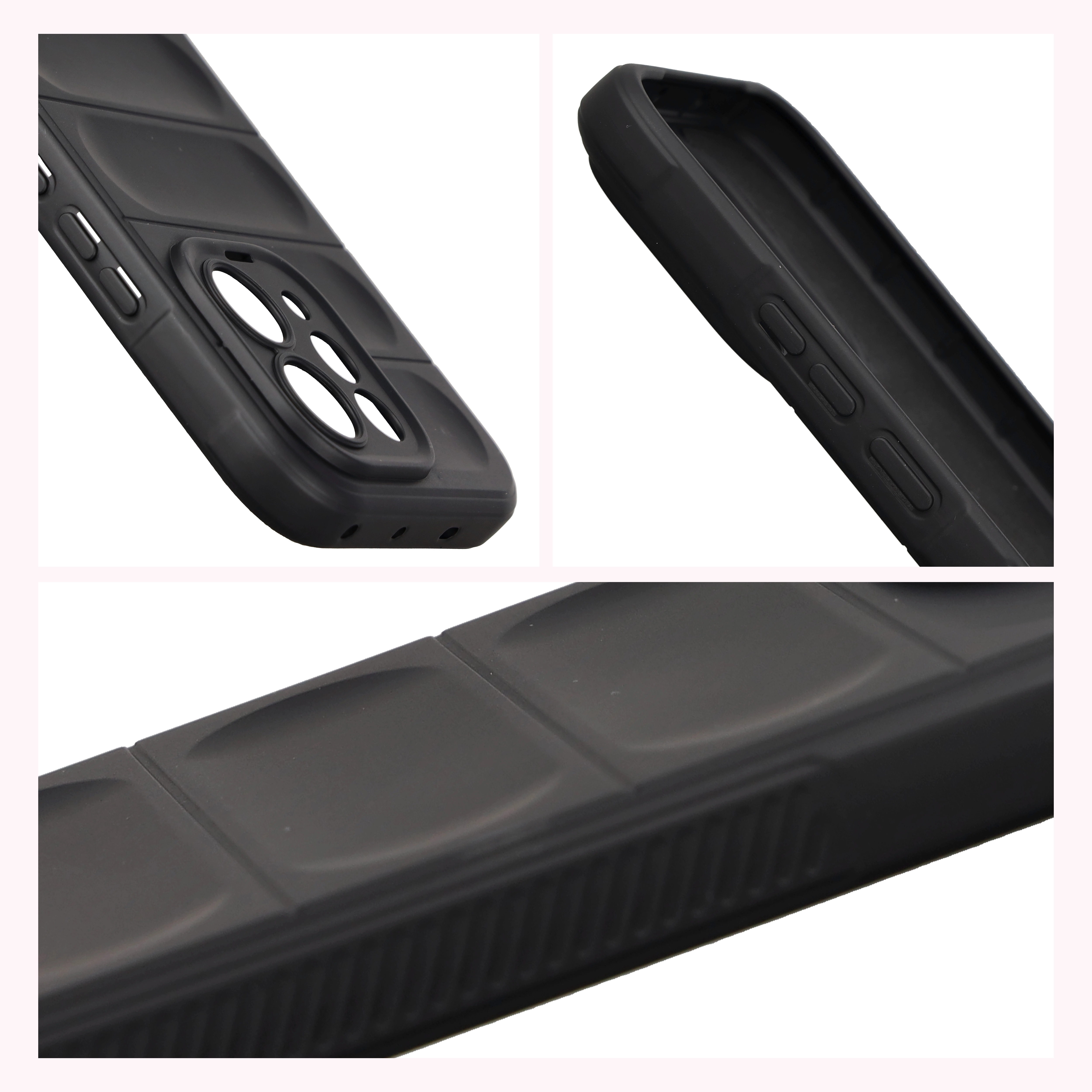 Teksturowane boki i podwyższone krawędzie ekranu i aparatu w etui Bizon Case Tur do Vivo V70 5G