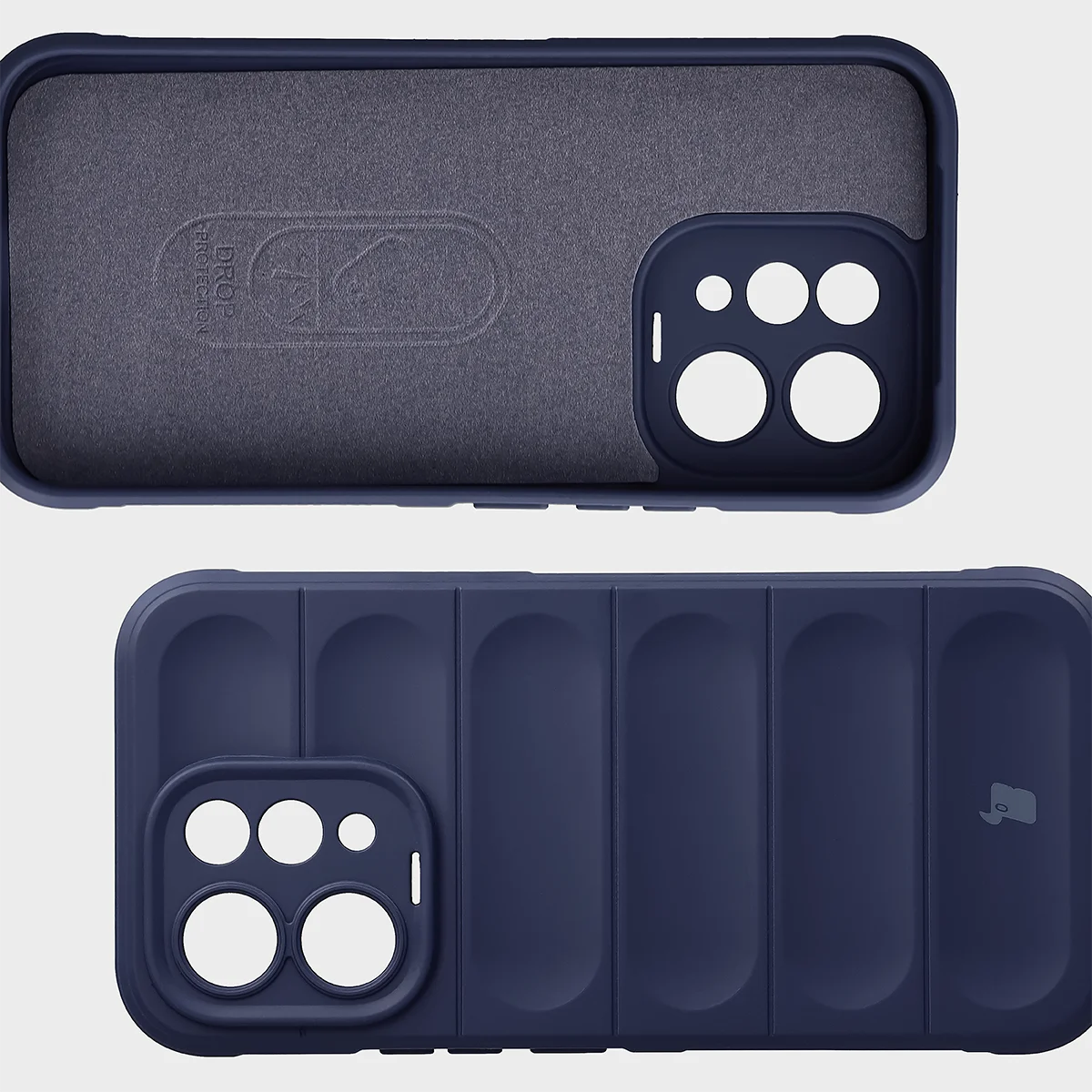 Wyściółka z mikrofibry, wyżłobienia na pleckach i wzmocnione narożniki w etui Bizon Case Tur do Vivo V70 5G