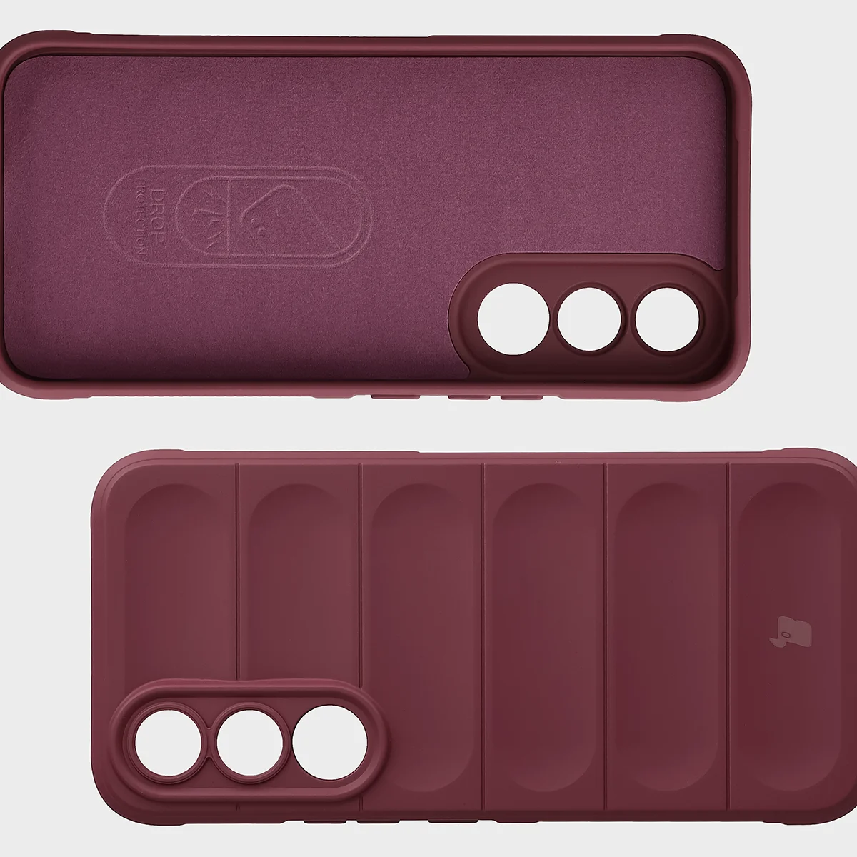 Wyściółka z mikrofibry, wyżłobienia na pleckach i wzmocnione narożniki w etui Bizon Case Tur do Vivo V70 FE 5G