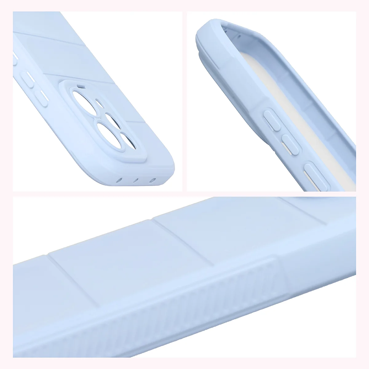 Teksturowane boki i podwyższone krawędzie ekranu i aparatu w etui Bizon Case Tur do Vivo V70 5G