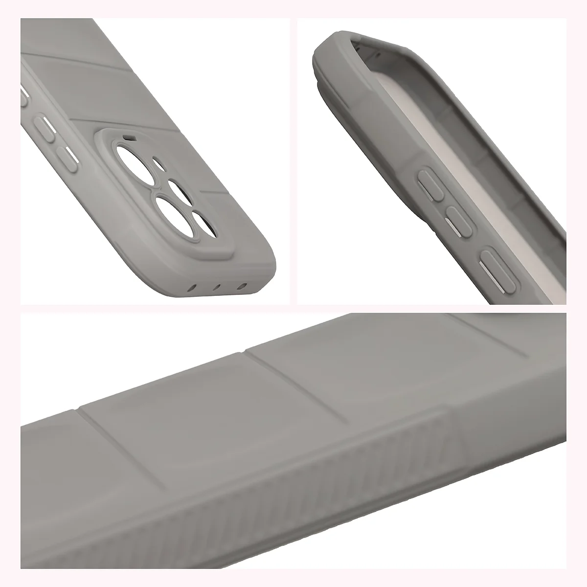 Teksturowane boki i podwyższone krawędzie ekranu i aparatu w etui Bizon Case Tur do Vivo V70 5G