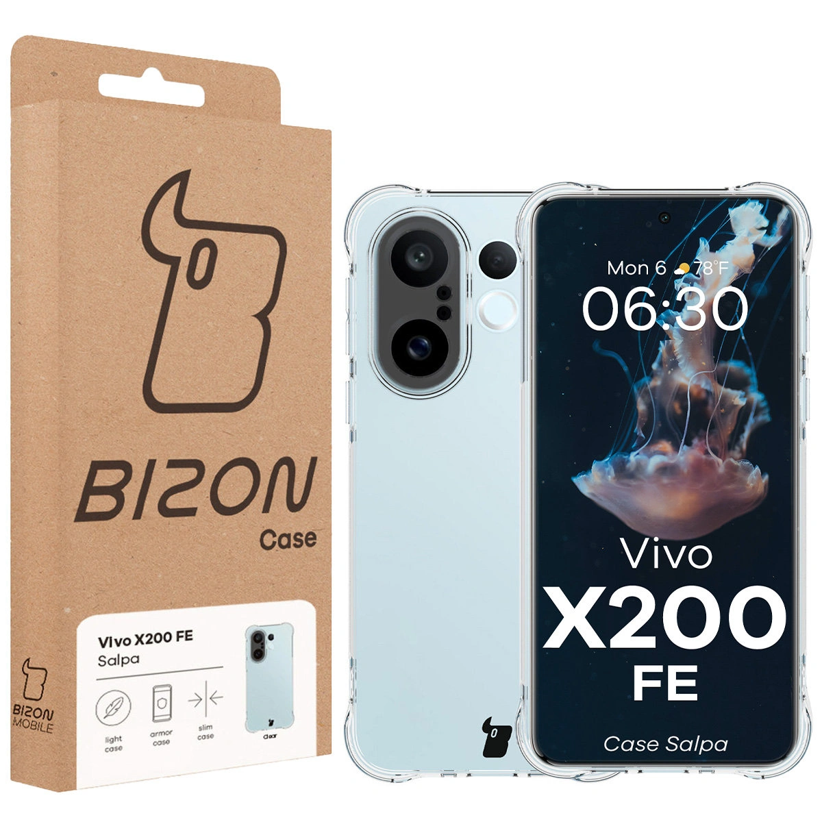 Front of the Bizon Case box with a dedicated label for Vivo X200 FE