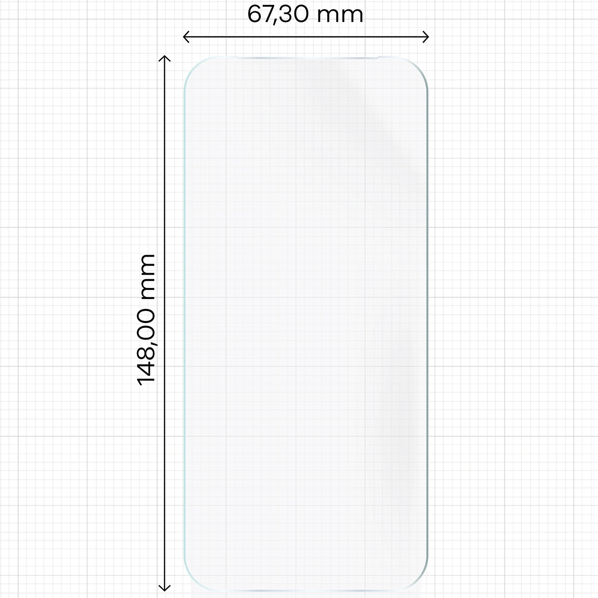 Measuring tape with the dimensions of the Bizon Glass Hydrogel Front Duo hydrogel film for Vivo X200 FE