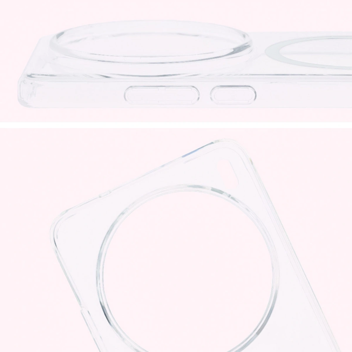 Pełne wycięcie i podwyższone krawędzie aparatu w etui Bizon Case CrystalO do Vivo X200 Pro