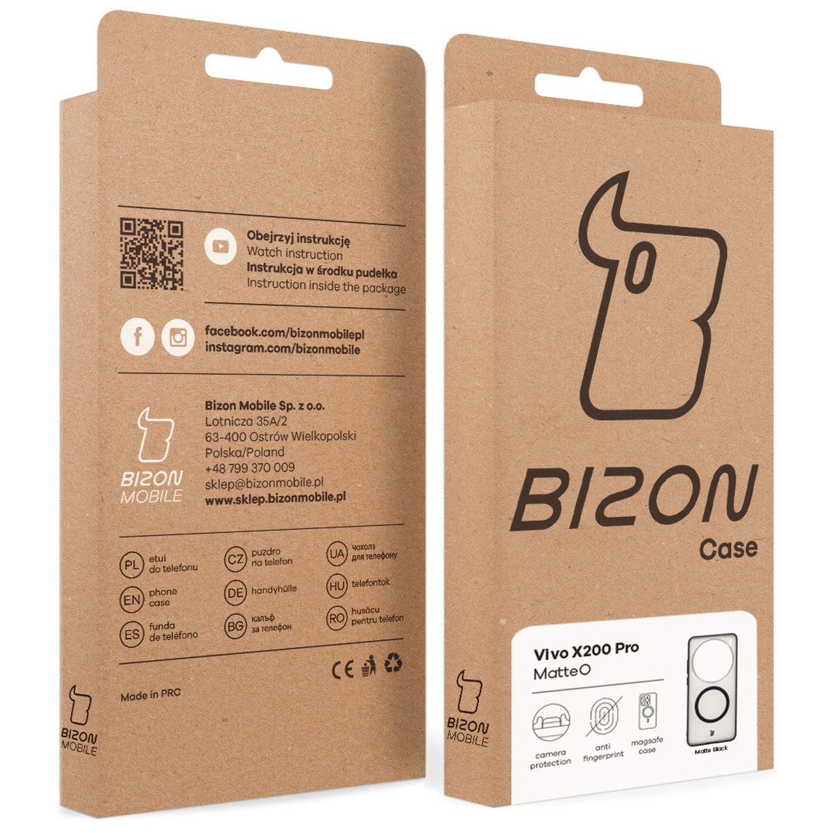 Kraftpapierbox Bizon Case mit dediziertem Etikett für Vivo X200 Pro