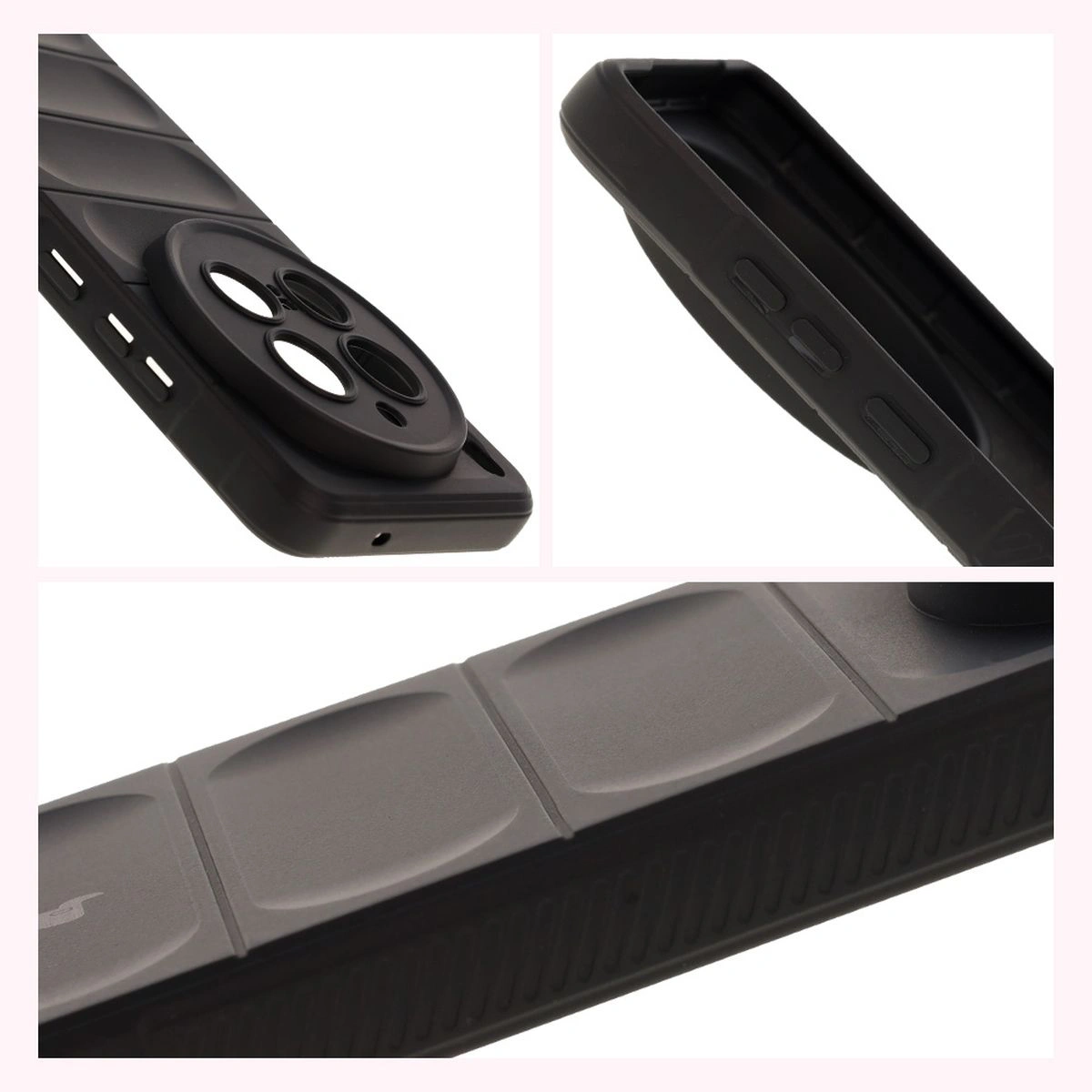 Texturierte Seiten und erhöhte Kanten des Displays und der Kamera im Bison Case Tur für das Vivo X200 Pro