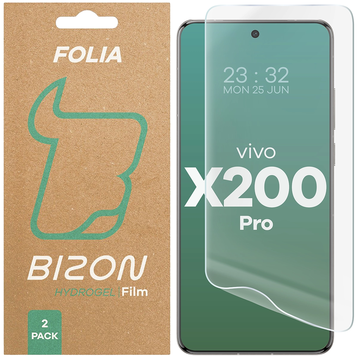 Pudełko i folia hydrożelowa na ekran Bizon Glass Hydrogel Front do Vivo X200 Pro