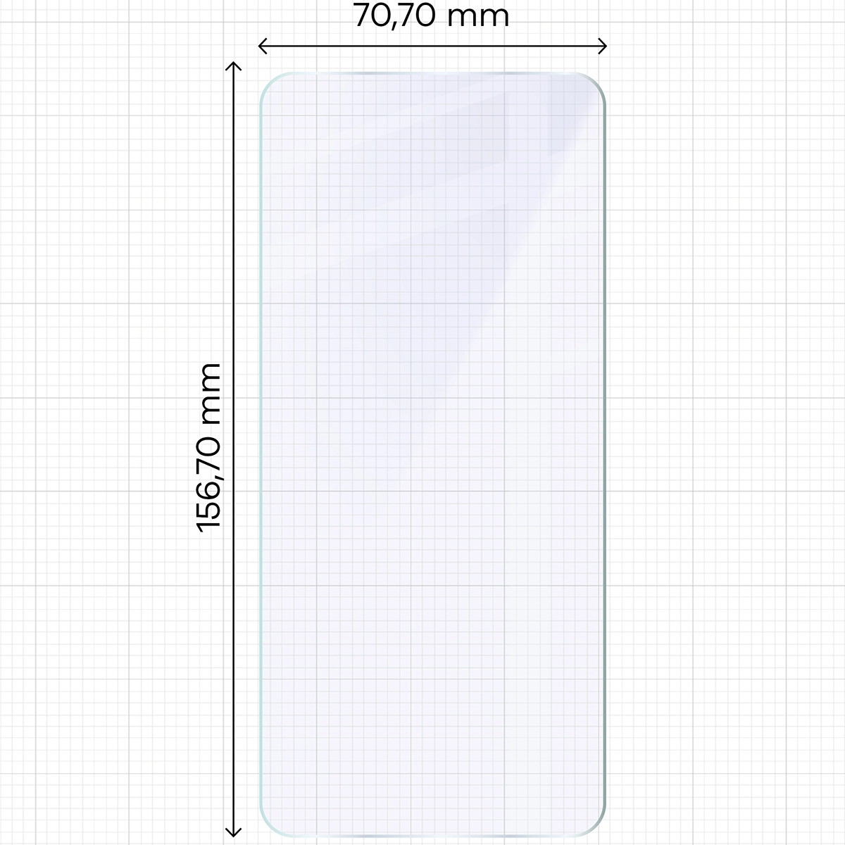 Miarka z wymiarami szkła hybrydowego Bizon Glass Mule do Vivo X200 Pro