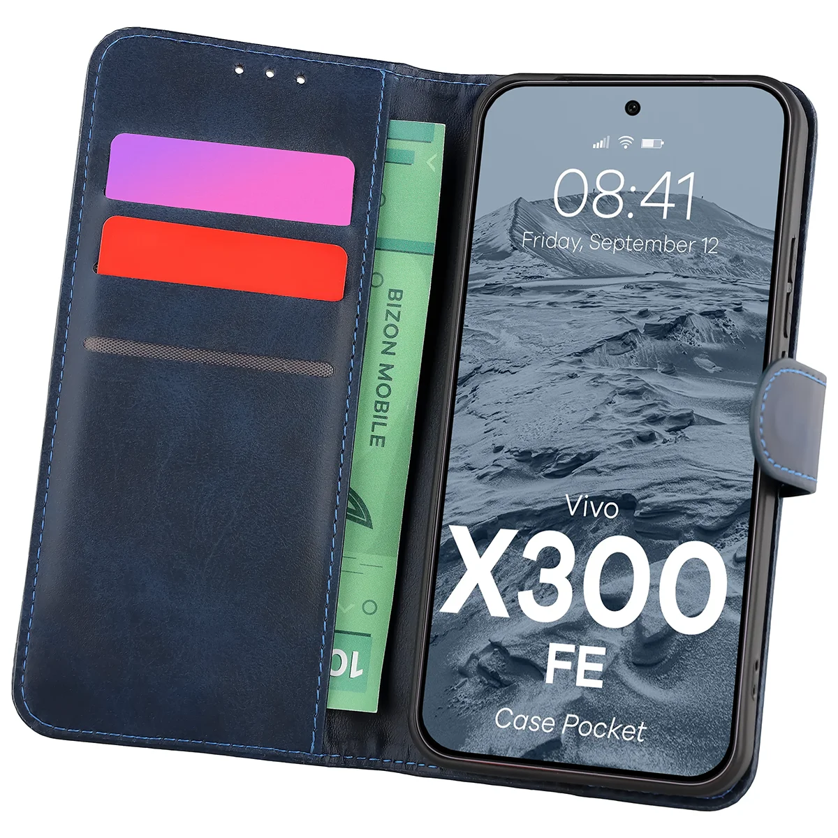 Etui z klapką z miejscem na karty Bizon Case Pocket do Vivo X300 FE