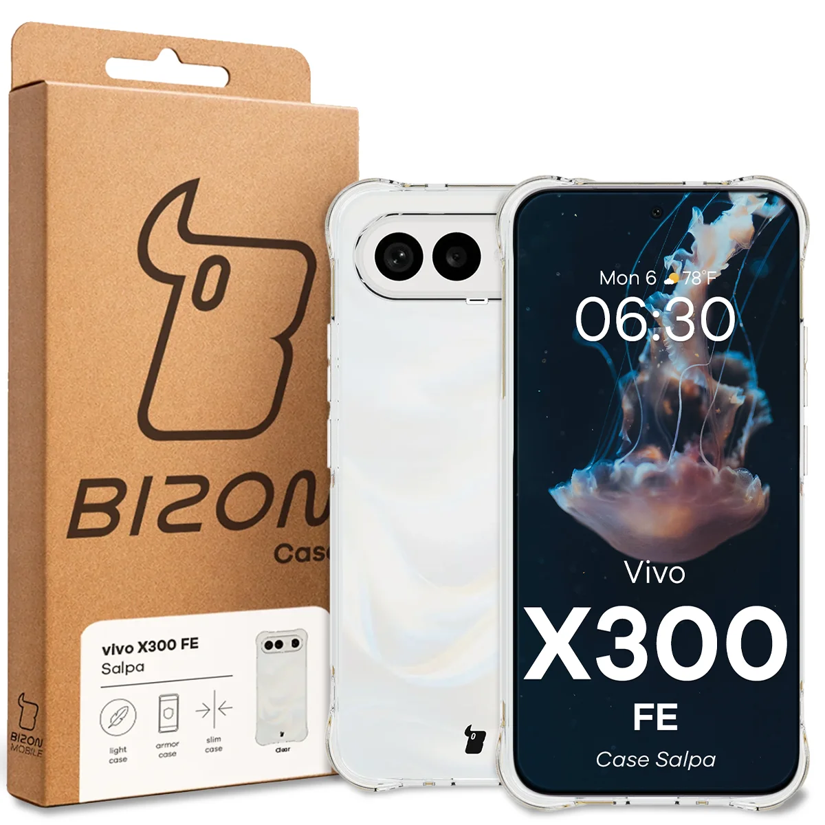 Front of the Bizon Case box with a dedicated label for Vivo X300 FE