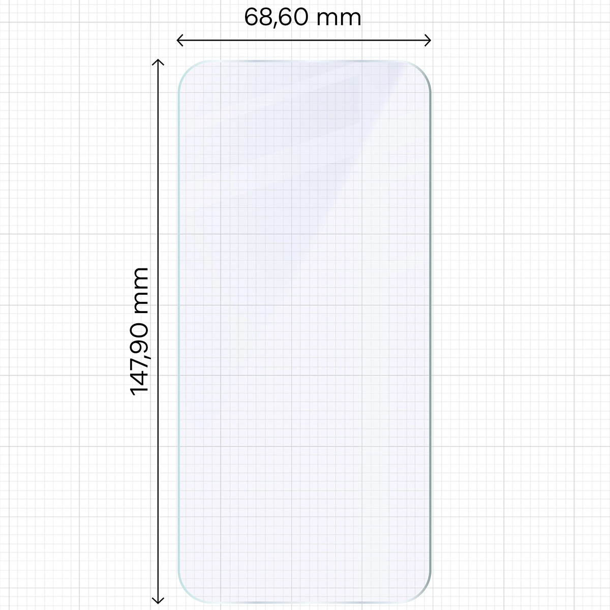 Mérőszalag a Bizon Hybrid Mule hibrid üveg méreteivel a Vivo X300 FE-hez