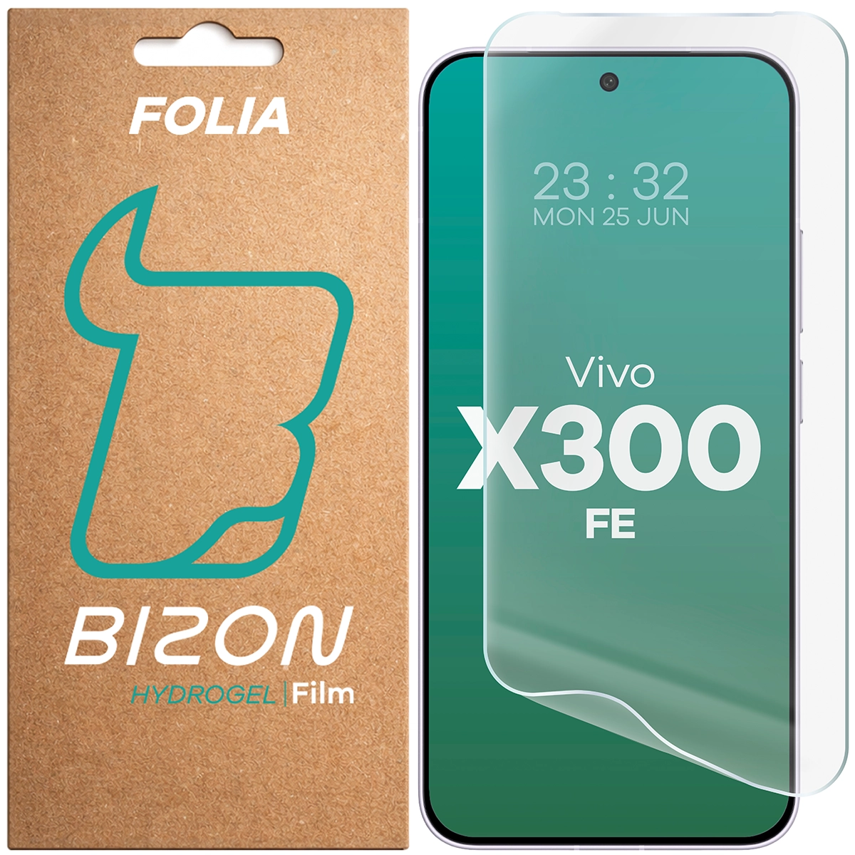 Pudełko i folia hydrożelowa na ekran Bizon Film Hydrogel Front do Vivo X300 FE