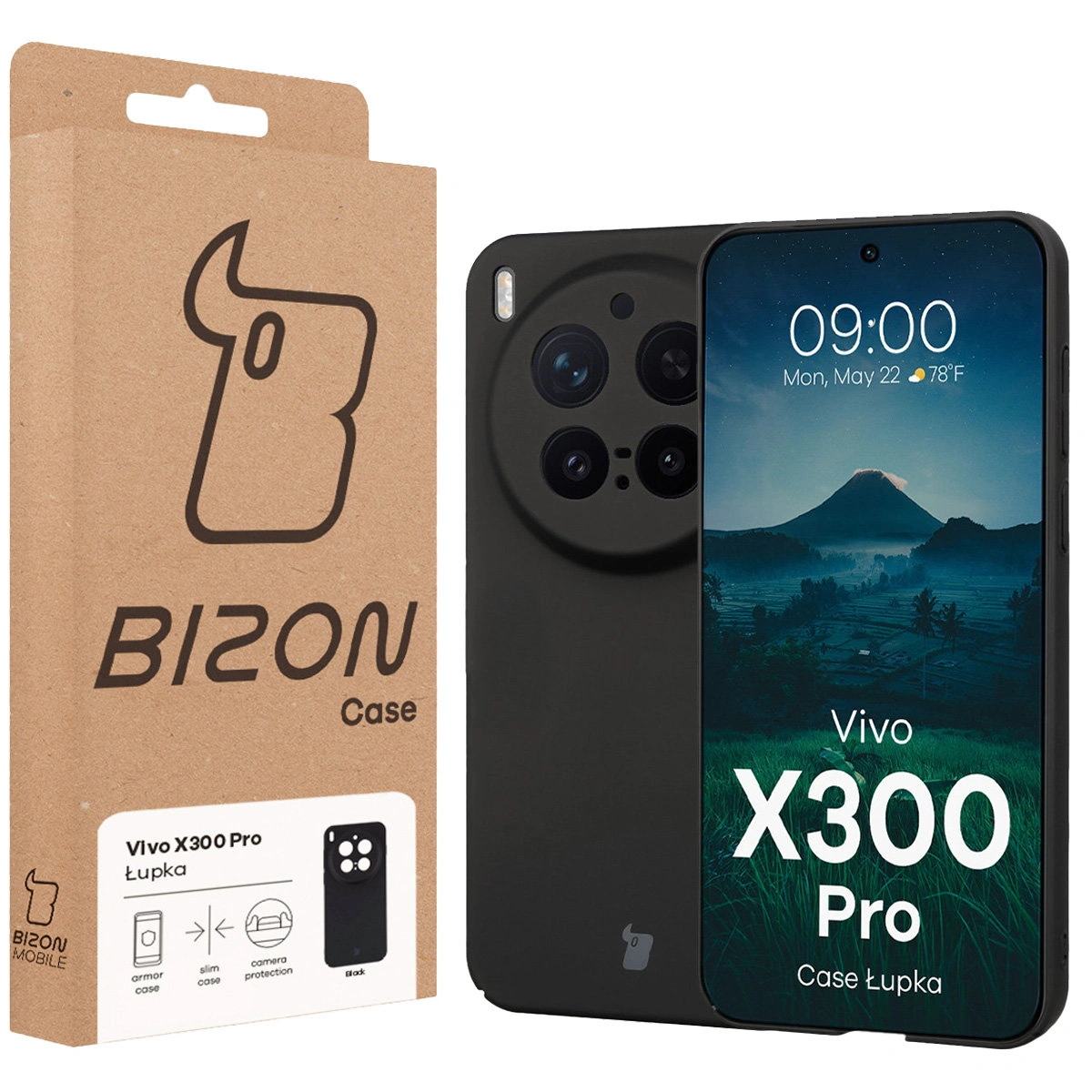 Front of the Bison Case box with a dedicated label for Vivo X300 Pro