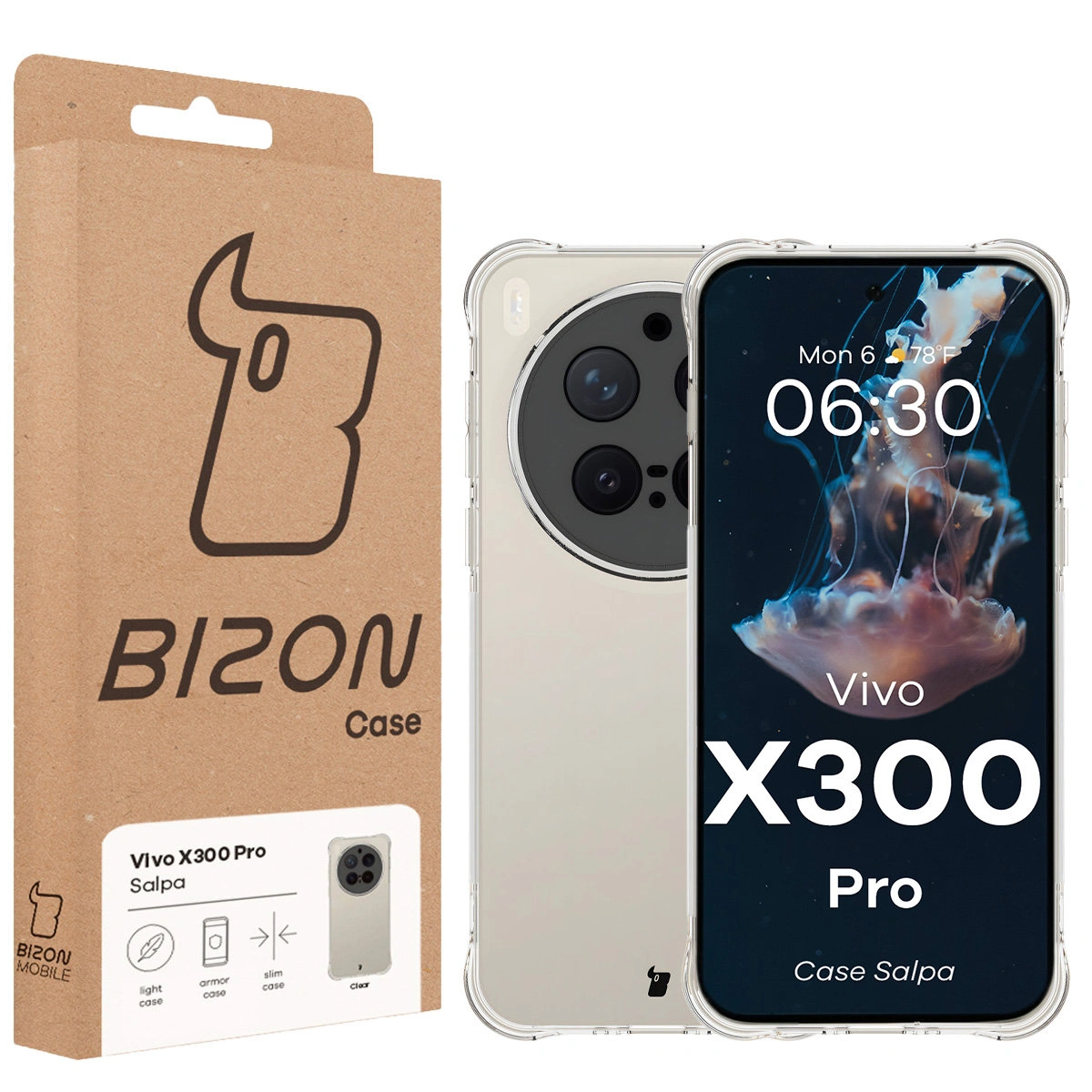 Front of the Bizon Case box with a dedicated label for Vivo X300 Pro