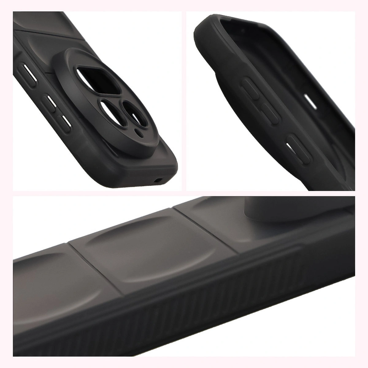 Teksturowane boki i podwyższone krawędzie ekranu i aparatu w etui Bizon Case Tur do Vivo X300 Pro