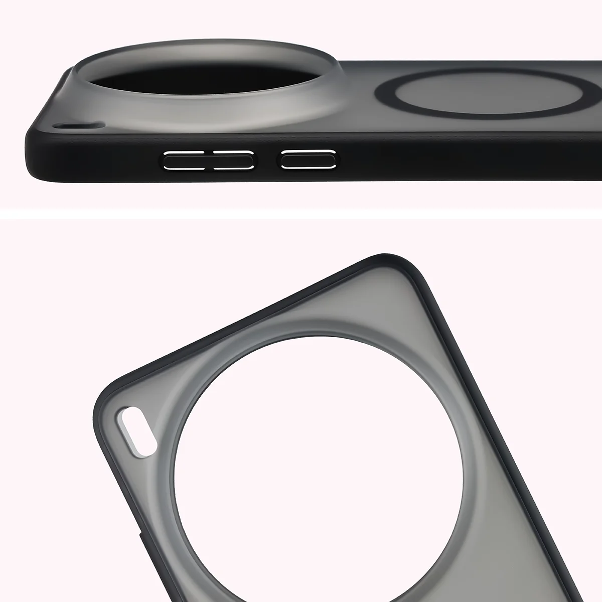 Pełne wycięcie i podwyższone krawędzie aparatu w etui Bizon Case MatteO do Vivo X300 Ultra