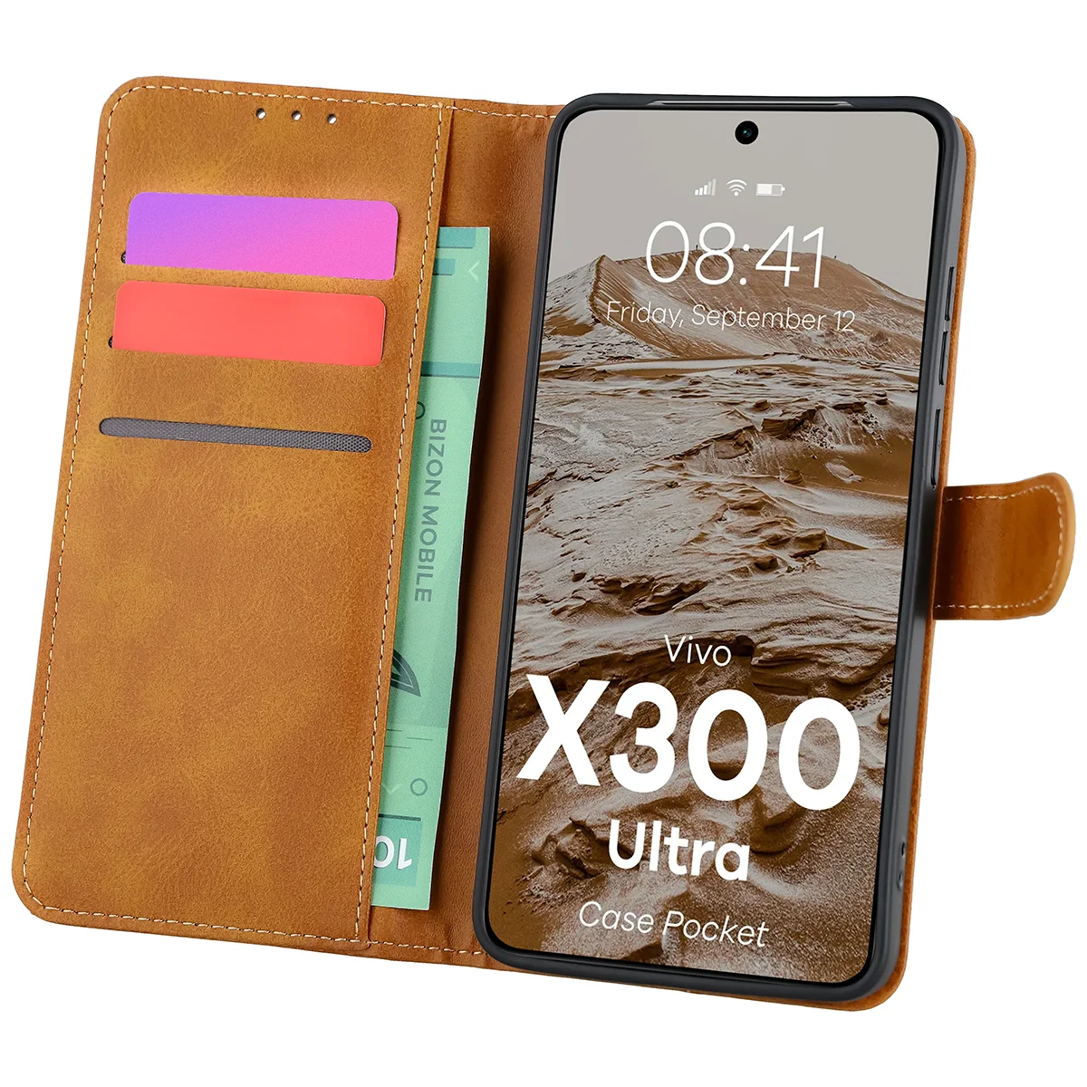 Etui z klapką z miejscem na karty Bizon Case Pocket do Vivo X300 Ultra