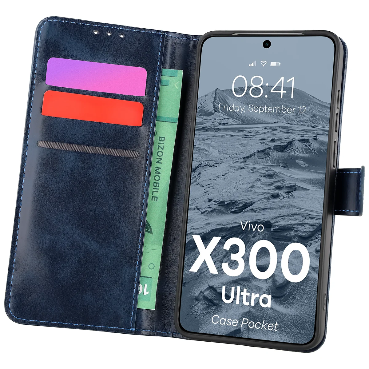 Etui z klapką z miejscem na karty Bizon Case Pocket do Vivo X300 Ultra