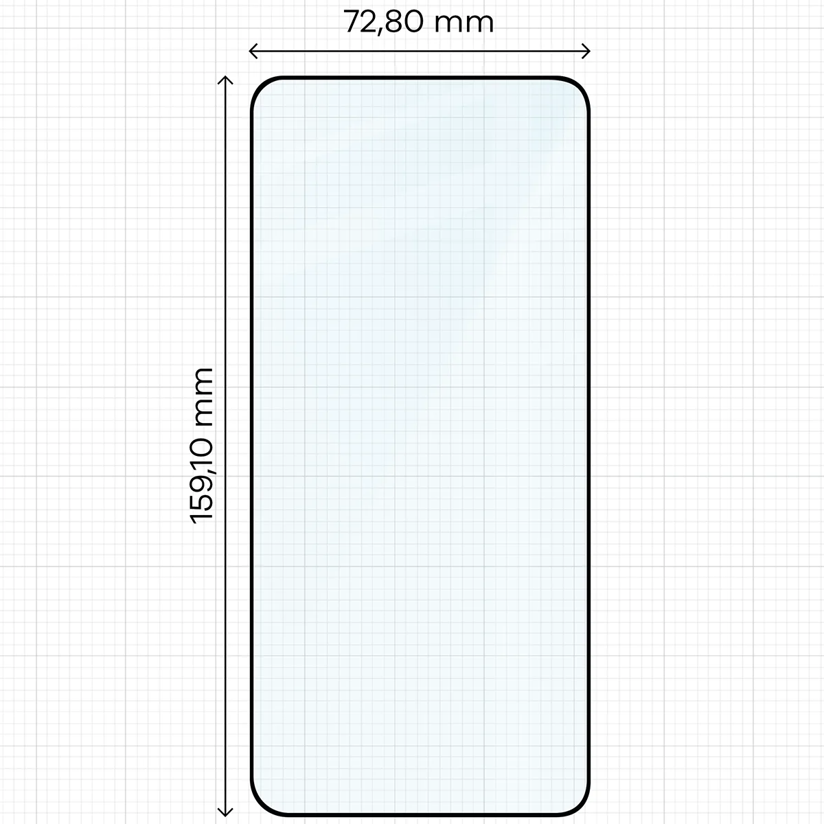 Glass dimensions on a ruler for Vivo X300 Ultra